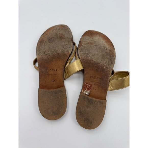M. Gemi The Medio Metallic Gold Leather Sandals Size 40 or US 9 Flat Slip-On Mad - Picture 5 of 11